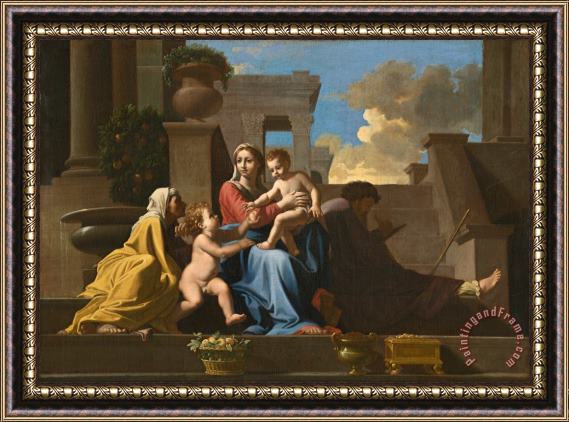 Nicolas Poussin The Holy Family On The Steps Framed Painting