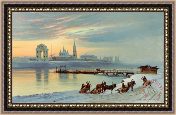 Nikolai Florianovich Dobrovolsky The Angara Embankment In Irkutsk Framed Painting