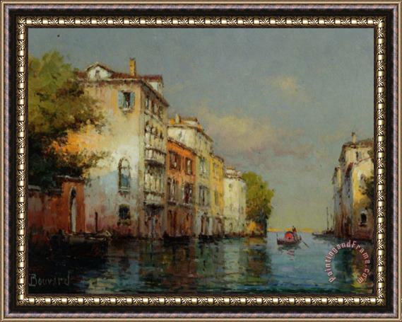 Noel Bouvard Venetian Palazzo with Santa Maria Della Salute in The Background Framed Painting