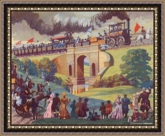 Norman Howard The Opening Of The Stockton And Darlington Railway Macmillan Poster Framed Painting