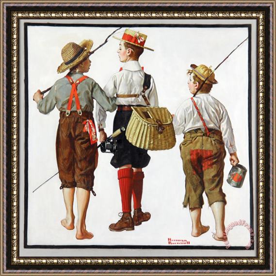 Norman Rockwell Fishing Trip, They'll Be Coming Back Next Week 1919 Framed Print