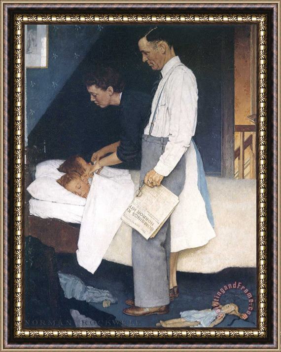 Norman Rockwell Freedom From Fear 1943 Framed Painting