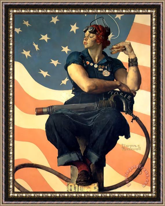 Norman Rockwell Rosie The Riveter 1943 Framed Painting