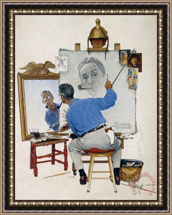 Norman Rockwell Self Portrait Framed Painting