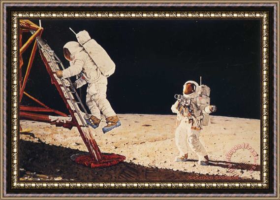 Norman Rockwell The Final Impossibility Man S Tracks on The Moon Framed Print
