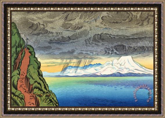 Oda Kazuma Distant View of Hoki Daisen (hoki Daisen Enbo) Framed Painting