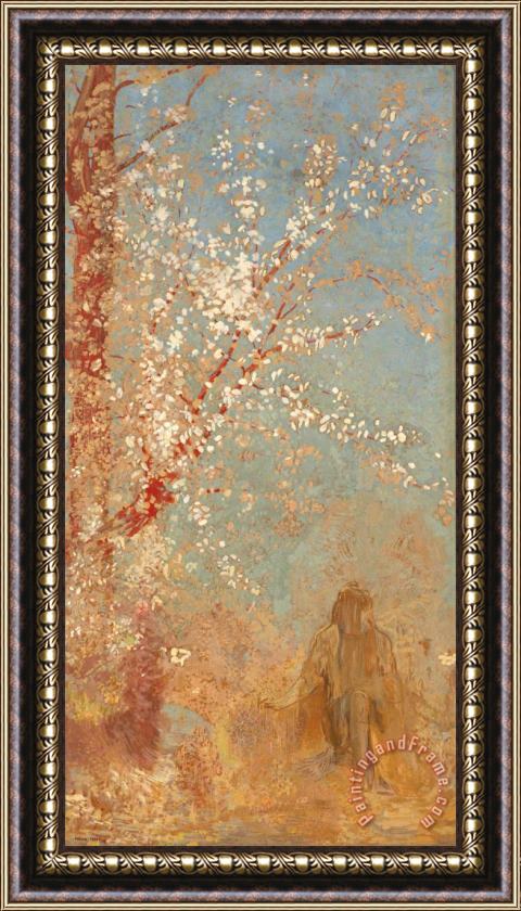 Odilon Redon Figure Under a Blossoming Tree Framed Painting