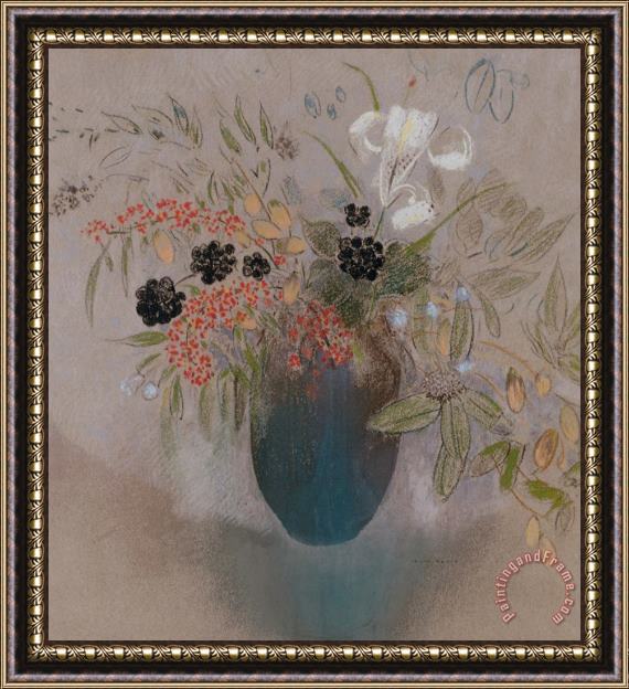 Odilon Redon Flowers In A Vase Framed Painting