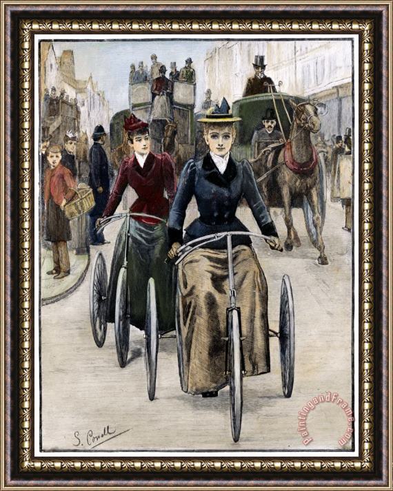 Others Bicycling Women, 1892 Framed Painting