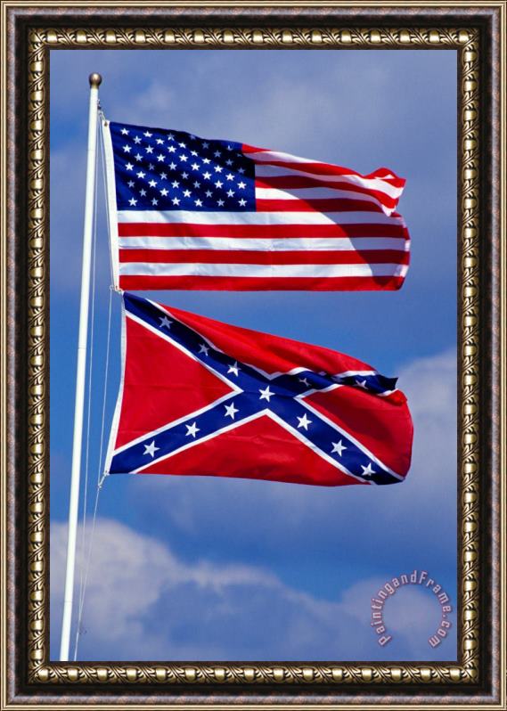 Others Confederate And U.s. Flags. Framed Painting