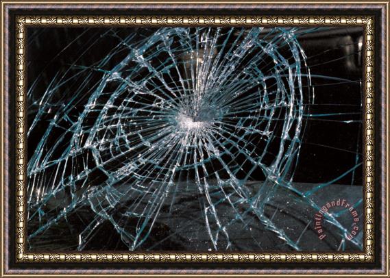 Others Cracked Glass Of Car Windshield Framed Print