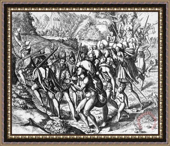 Others De Bry: Spanish Conquest Framed Print