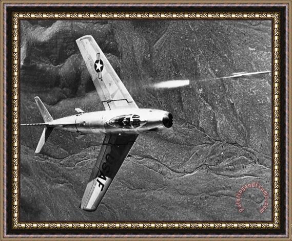 Others F-86 Jet Fighter Plane Framed Painting