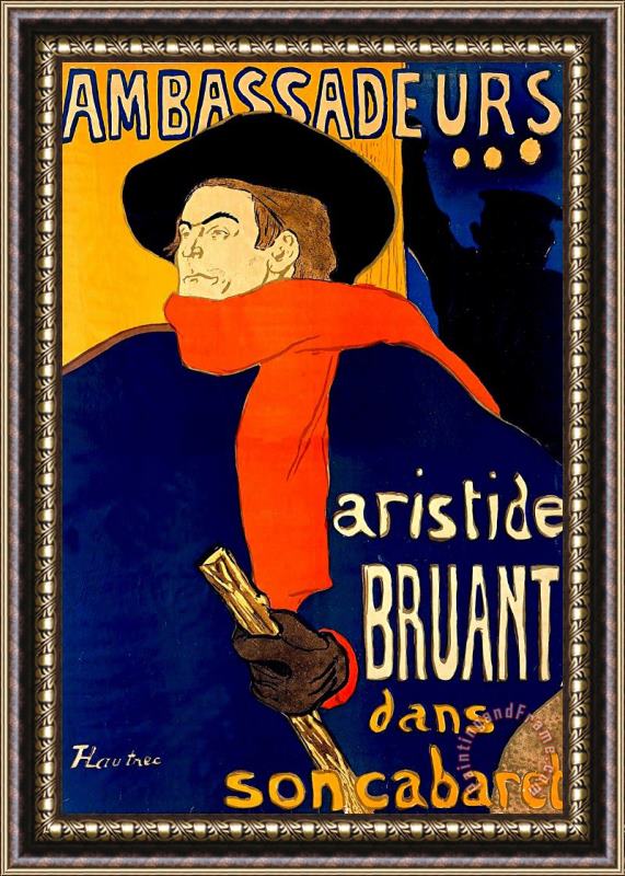 Others Henri De Toulouse Lautrec French 1864 1901 Aristide Bruant Dans Son Cabaret 1892 Framed Painting