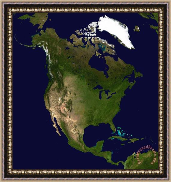 Others North America Satellite Image Framed Print