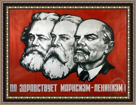 Others Poster depicting Karl Marx Friedrich Engels and Lenin Framed Painting