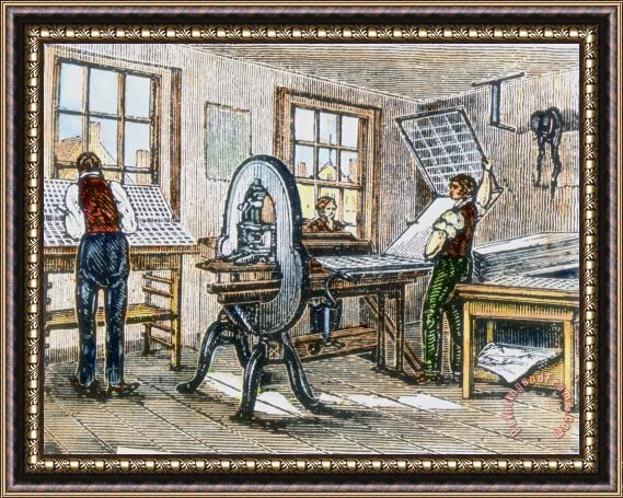 Others PRINTING OFFICE, c1800 Framed Painting