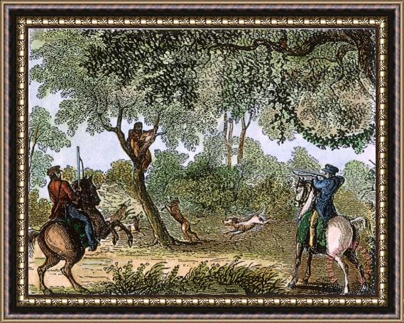 Others RUNAWAY SLAVE HUNT, c1860 Framed Painting