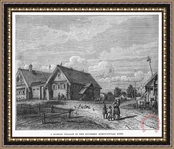 Others Russian Village Framed Painting