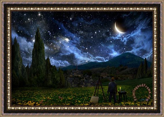 Others Starry Night Framed Painting