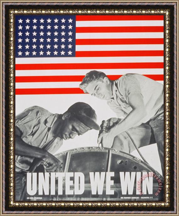 Others United We Win Us 2nd World War Manpower Commission Poster Framed Print