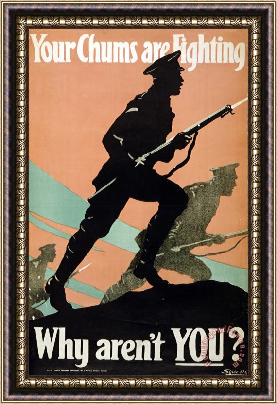 Others World War I 1914-1918 British Army Recruitment Poster 1917 Your Chums Are Fighting Framed Print