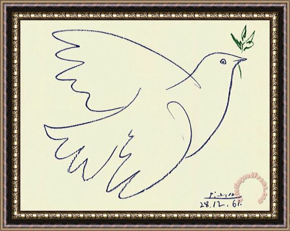 Pablo Picasso Blue Dove Framed Painting