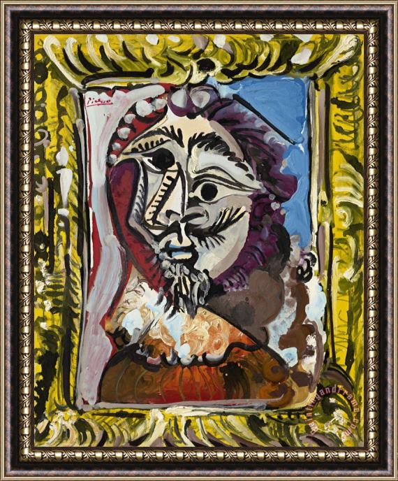 Pablo Picasso Buste D'homme Dans Un Cadre Framed Painting
