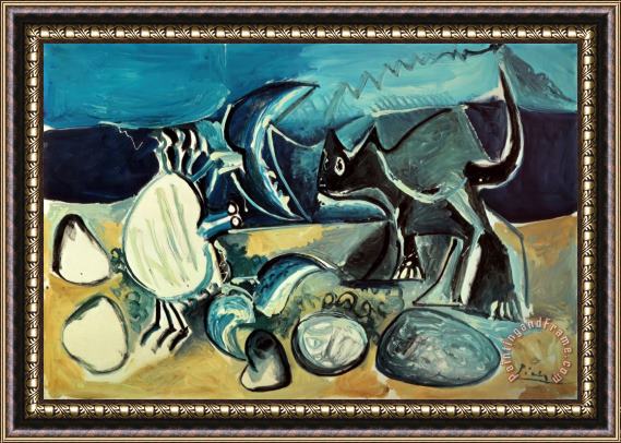 Pablo Picasso Cat And Crab on The Beach 1965 Framed Print Pablo Picasso Cat And Crab on The Beach 1965 Framed Print