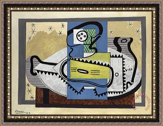 Pablo Picasso Compotier Et Guitare, 1924 Framed Painting