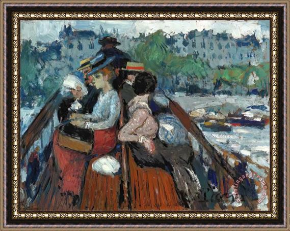 Pablo Picasso Crossind Seine on The Upper Deck 1901 Framed Painting