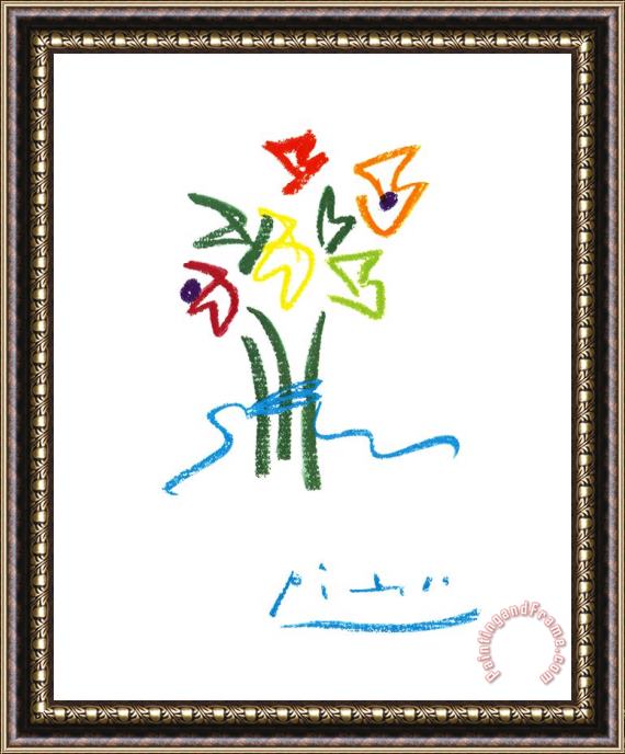 Pablo Picasso Evening Flowers Framed Painting
