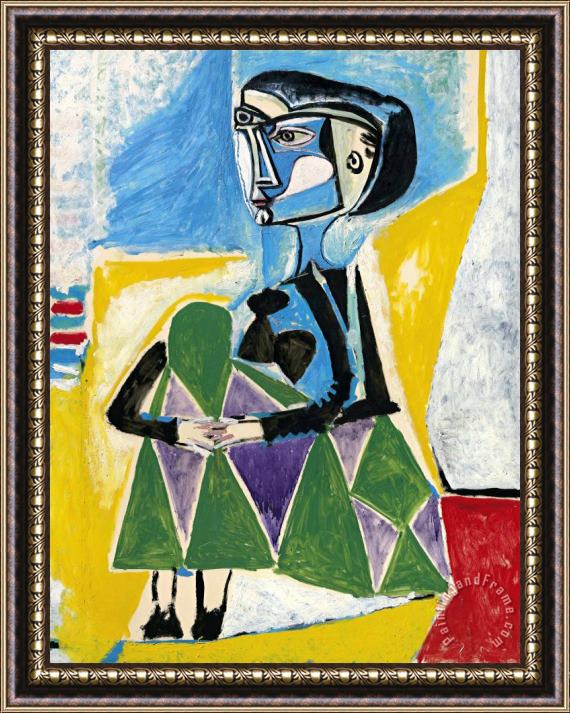 Pablo Picasso Femme Accroupie (jacqueline) Framed Painting