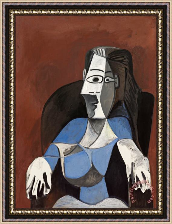 Pablo Picasso Femme Assise Dans Un Fauteuil Noir (jacqueline) Framed Print