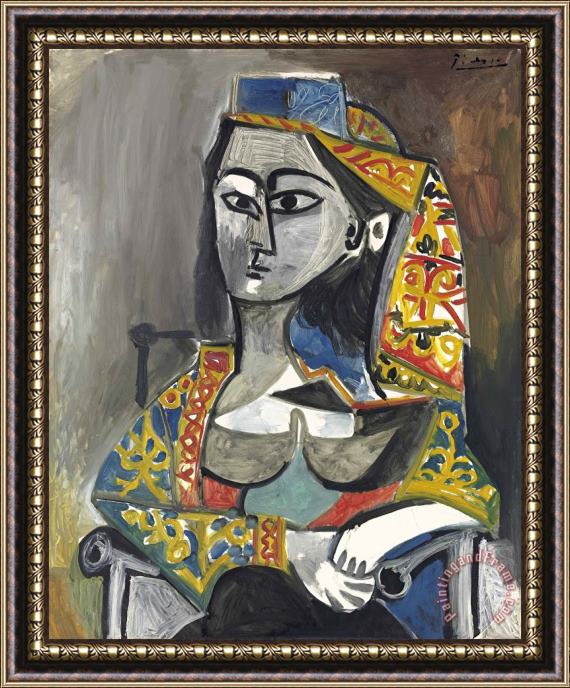 Pablo Picasso Femme Au Costume Turc Dans Un Fauteuil, 1955 Framed Painting