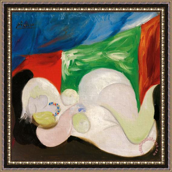 Pablo Picasso Femme Nue Couchee Au Collier (marie Therese) Framed Painting