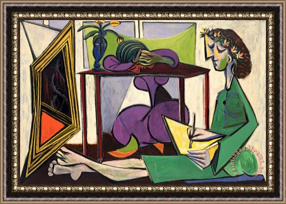 Pablo Picasso Interior with a Girl Drawing Framed Print