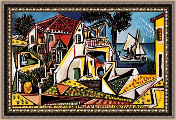 Pablo Picasso Mediterranean Landscape Framed Painting