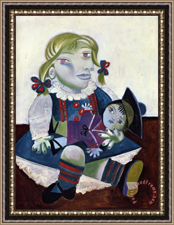 Pablo Picasso Portrait of Maya with Her Doll C 1938 Framed Print