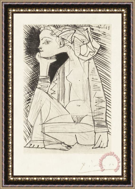 Pablo Picasso Seated Girl, Frontispiece to Recordant El Doctor Reventos Framed Painting