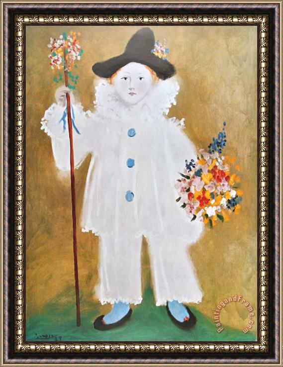 Pablo Picasso The Artist S Son Pierrot with Flowers 1929 Framed Painting