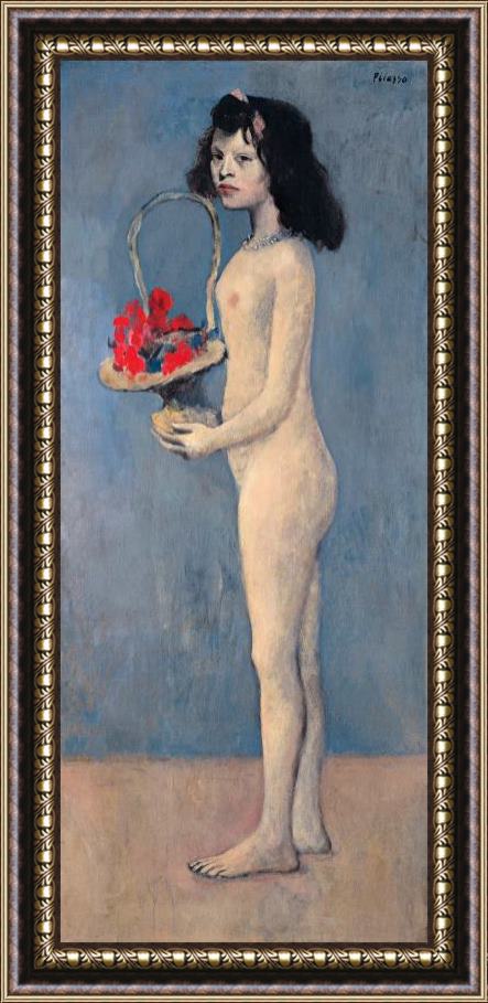 Pablo Picasso Young Naked Girl with Flower Basket 1905 Framed Print