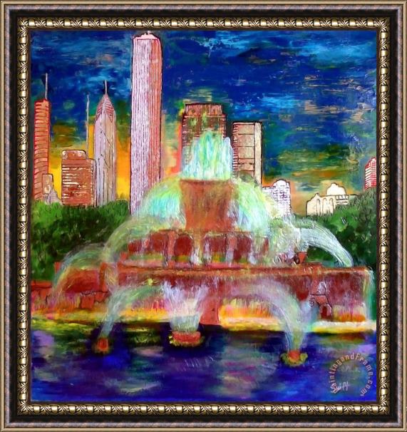 pallet Chicacgo Buckingham Fountain Framed Painting