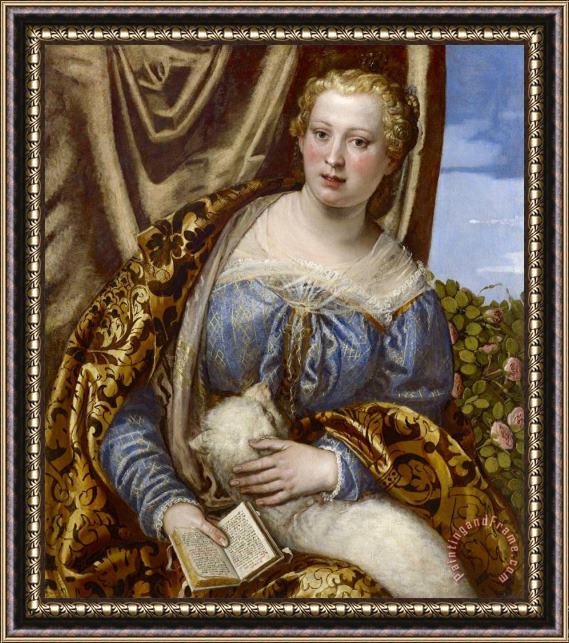 Paolo Caliari Veronese Portrait of a Lady As Saint Agnes Framed Painting