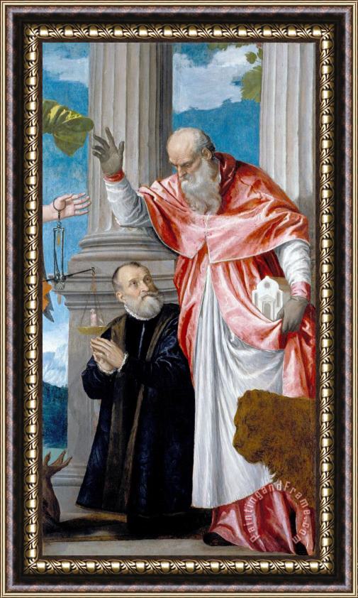 Paolo Caliari Veronese St Jerome And a Donor Framed Painting