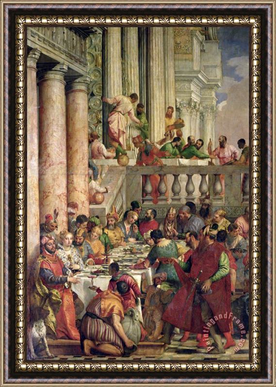 Paolo Caliari Veronese The Marriage Feast at Cana, Detail of The Left Hand Side Framed Print