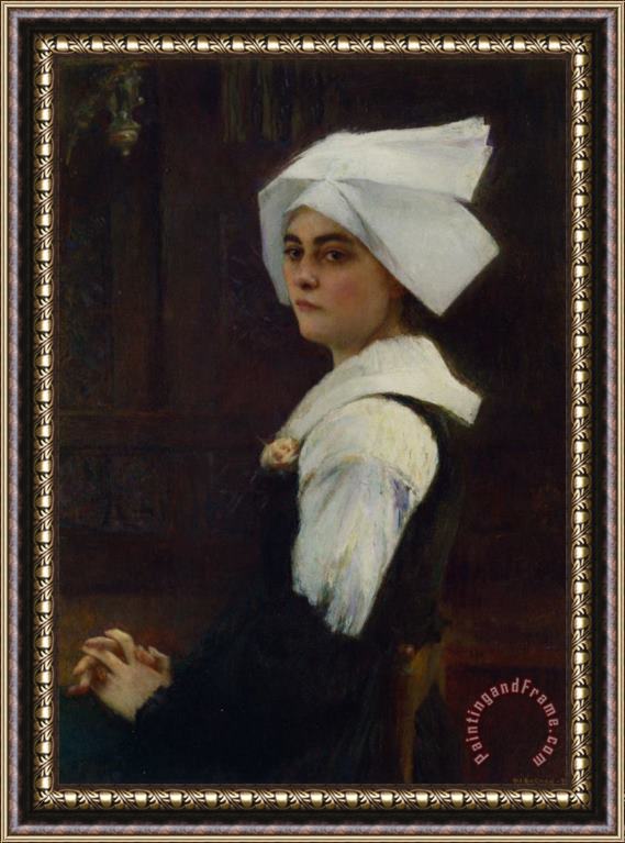 Pascal Adolphe Jean Dagnan Bouveret Breton Girl Framed Painting