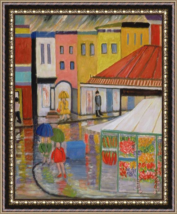 Patricia Eyre Spring Rain Bywood Market Framed Painting