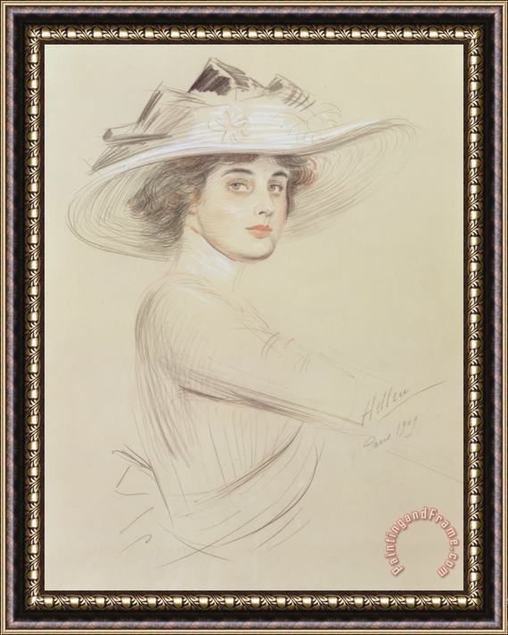 Paul Cesar Helleu Portrait Of A Woman Framed Painting