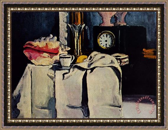 Paul Cezanne Black Marble Clock Framed Print
